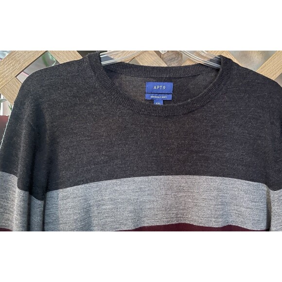 APT. 9 Merino Wool Blend Soft Striped Bundle Up Sweaters Men's XXL - Picture 7 of 16